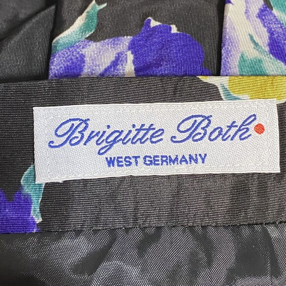 Brigitte Both Full Skirt Long West Germany Floral Print Size 44 Taffeta 80s - Picture 6 of 7
